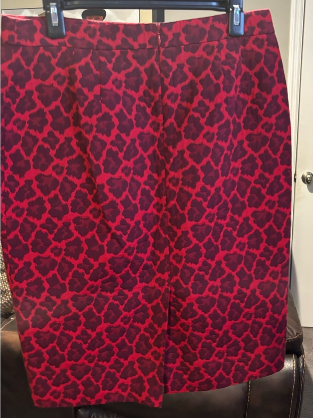 Talbots Red and Burgundy Animal-Print Pencil Skirt